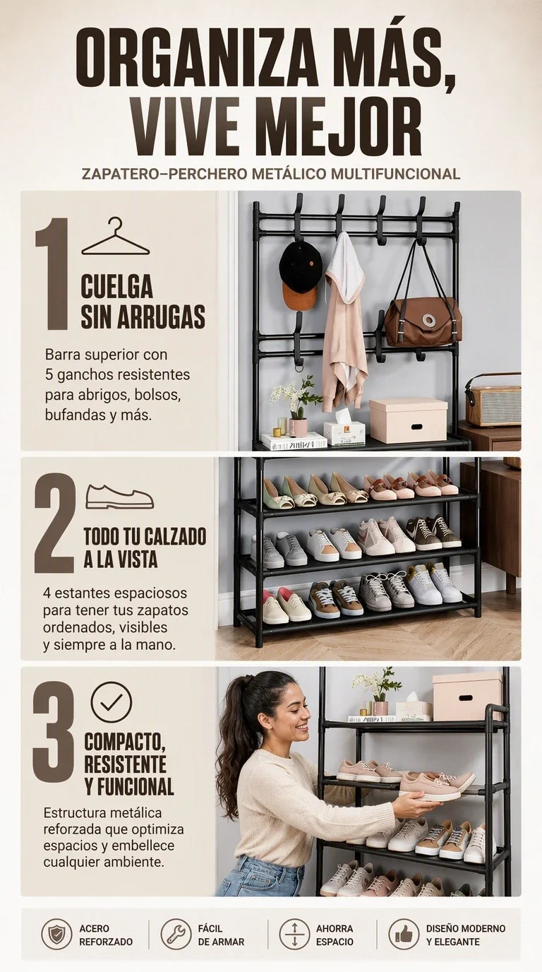 NordikHall - Orden nórdico para tu entrada - Zapatero multifuncional